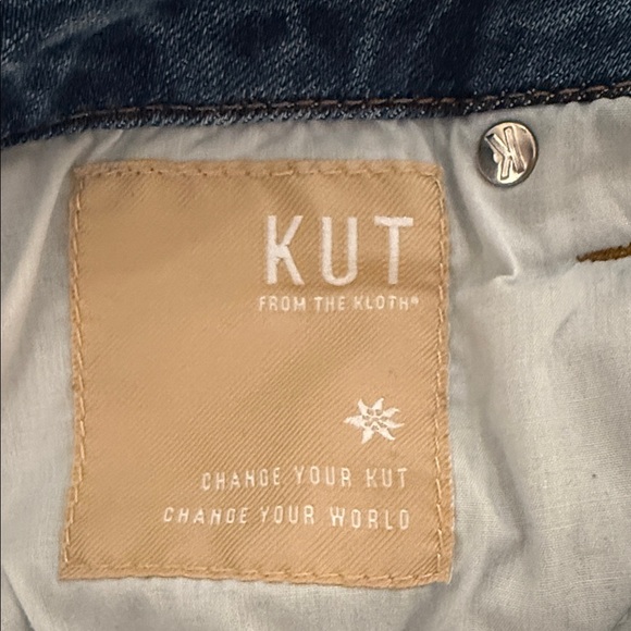 Kut from the Kloth Meg High Rise Wide Leg Jeans Two-Tone with Dark Inset Panels - Picture 4 of 4